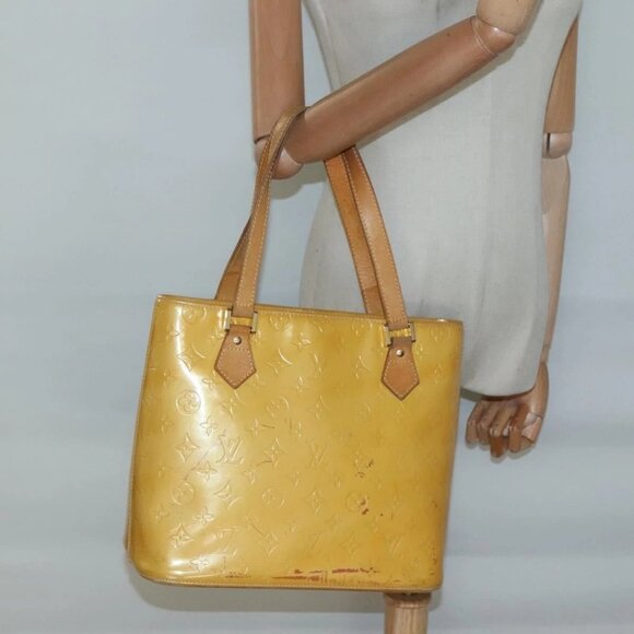 LOUIS VUITTON Monogram Vernis Houston Hand Bag Lime Yellow M91055 LV Auth 131741 - Picture 14 of 16